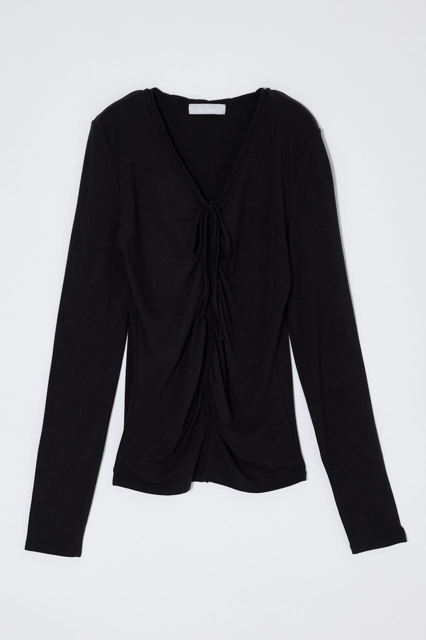 GATHER V/N  トップス BLK FREE