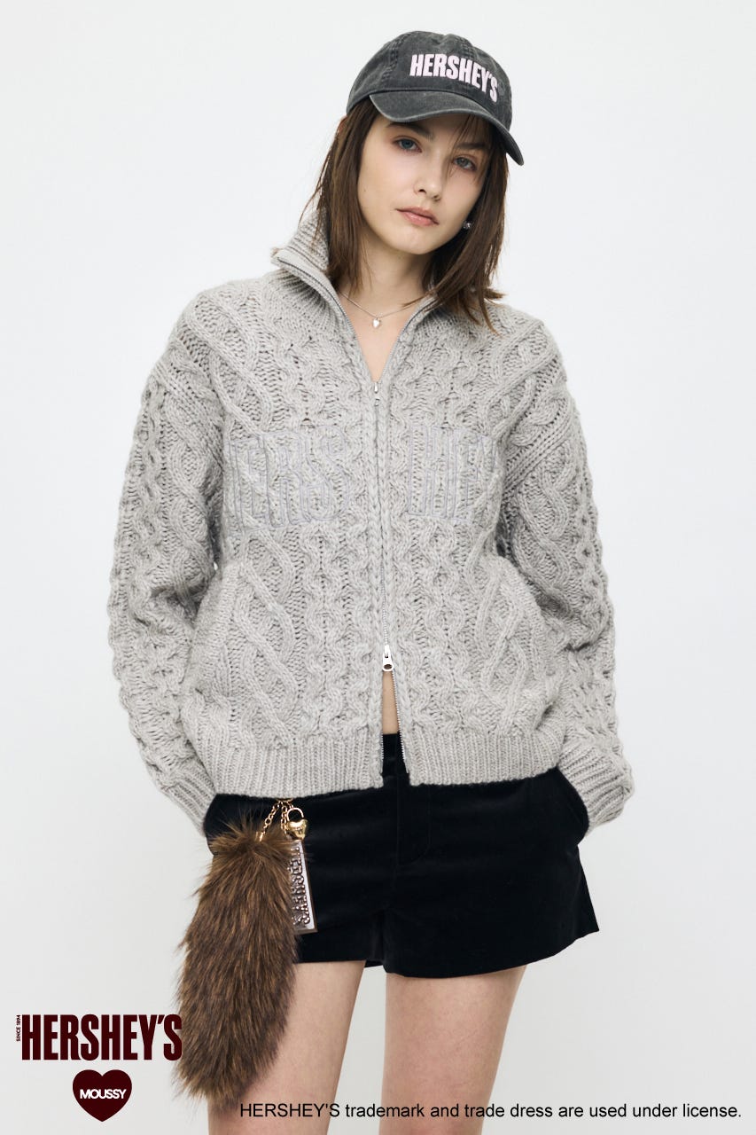 HERSHEY'S ZIP UP KNIT カーディガン GRY FREE