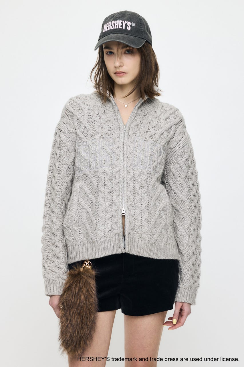 HERSHEY'S ZIP UP KNIT カーディガン GRY FREE