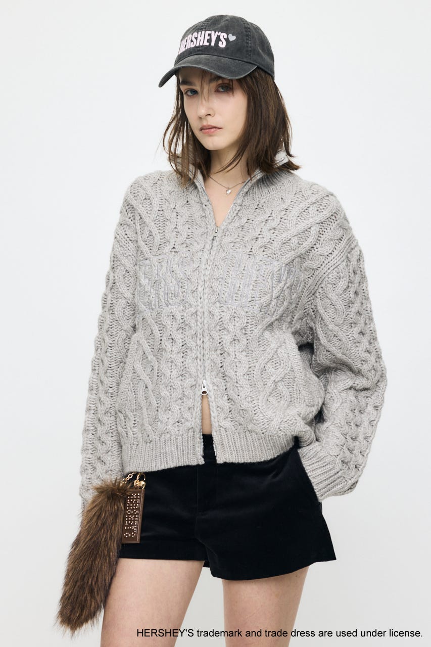 HERSHEY'S ZIP UP KNIT カーディガン GRY FREE