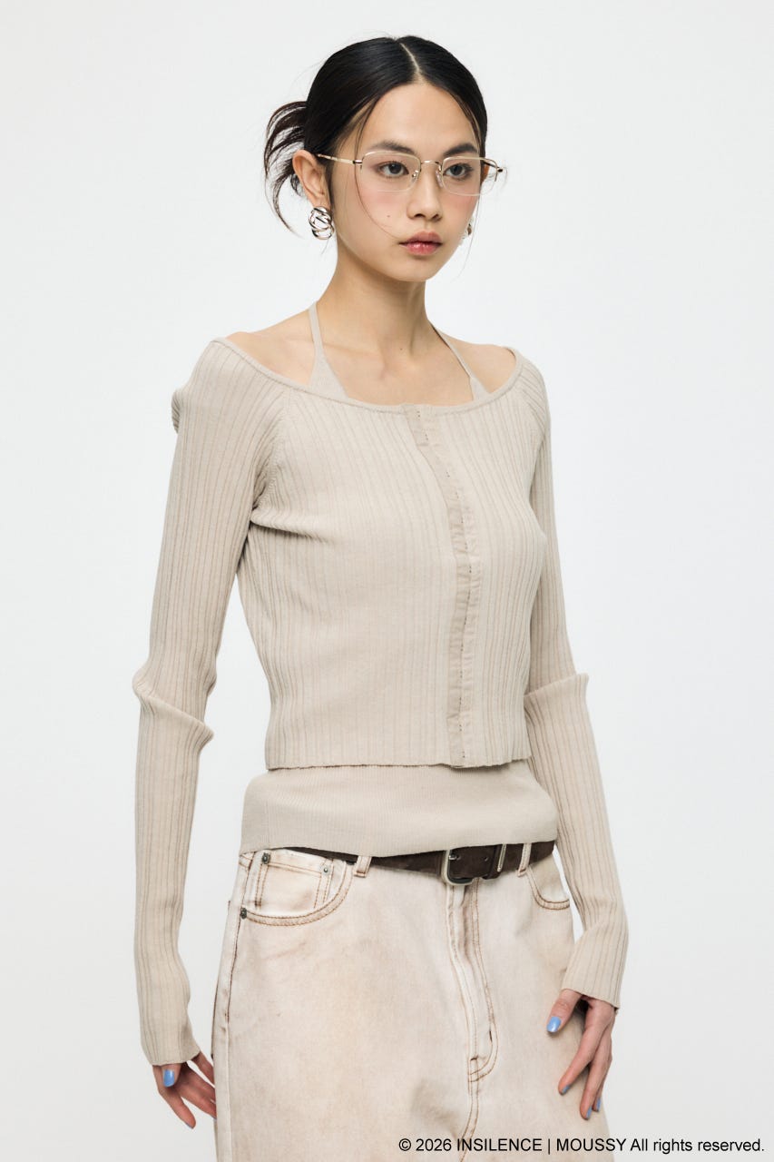 INSILENCE OFF SHOULDER ニット GREIGE 1