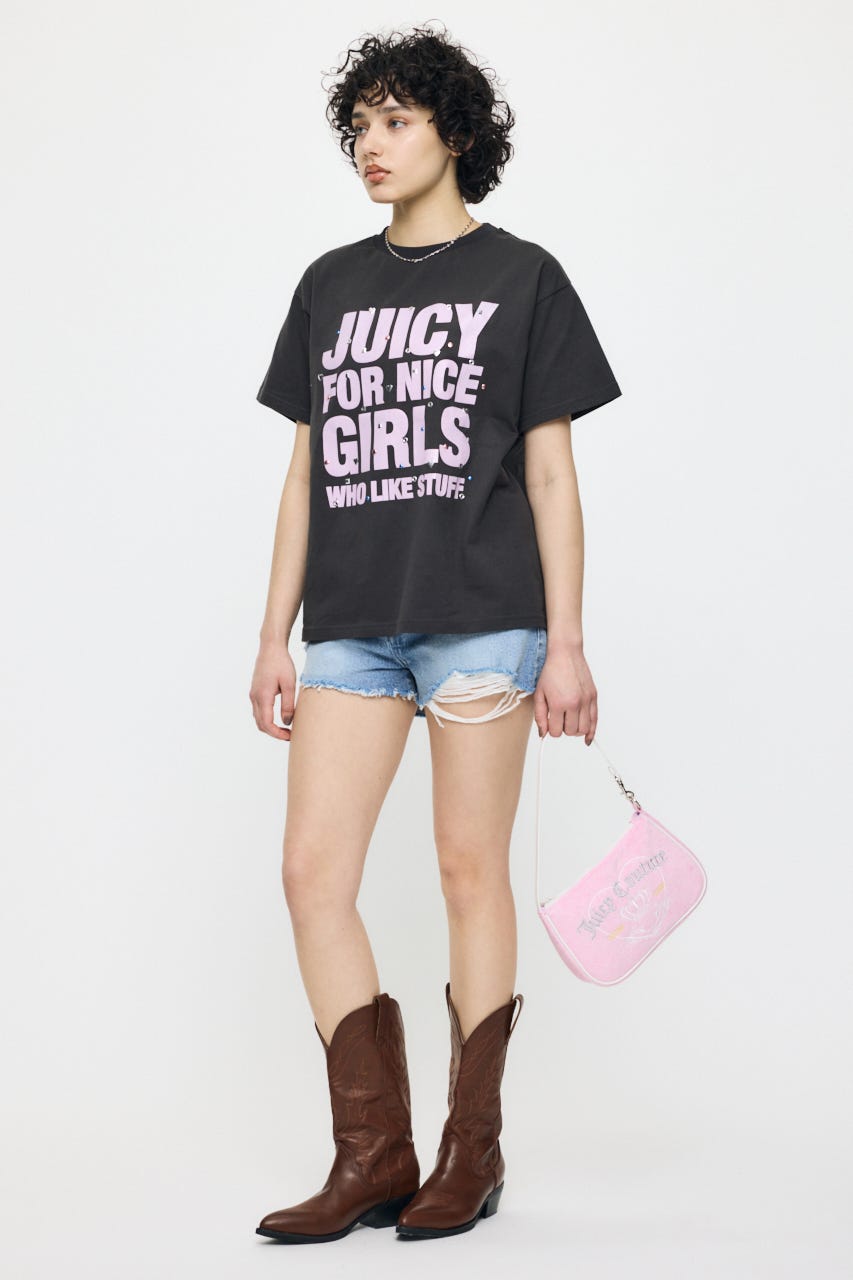 JC GIRLS SLOGAN Tシャツ L/BLK FREE