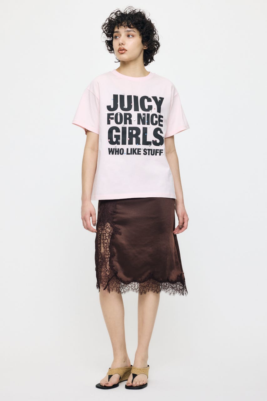 JC GIRLS SLOGAN Tシャツ L/PNK FREE