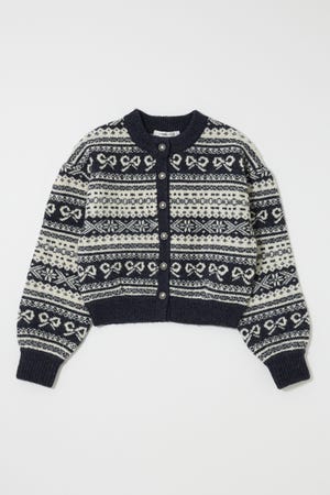RIBBON FAIR ISLE KNIT カーディガン