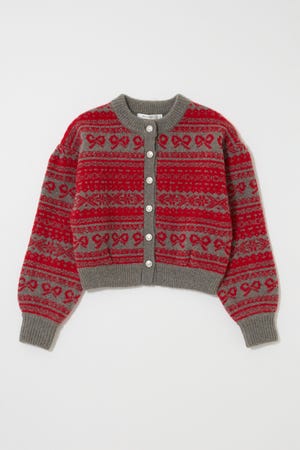 RIBBON FAIR ISLE KNIT カーディガン