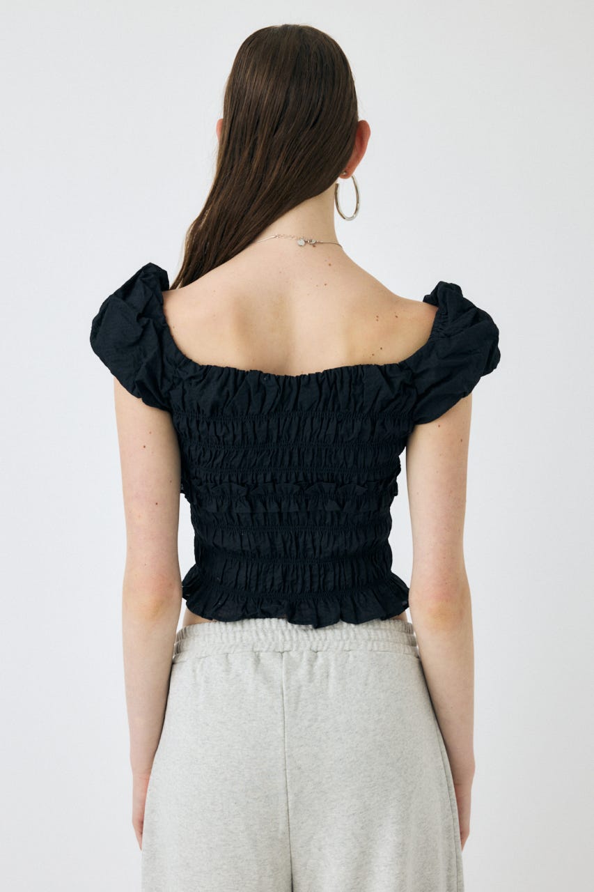 MOUSSY オープンネックギャザーブラウス MOUSSY | OPEN NECK GATHER ブラウス (シャツ・ブラウス ) |SHEL