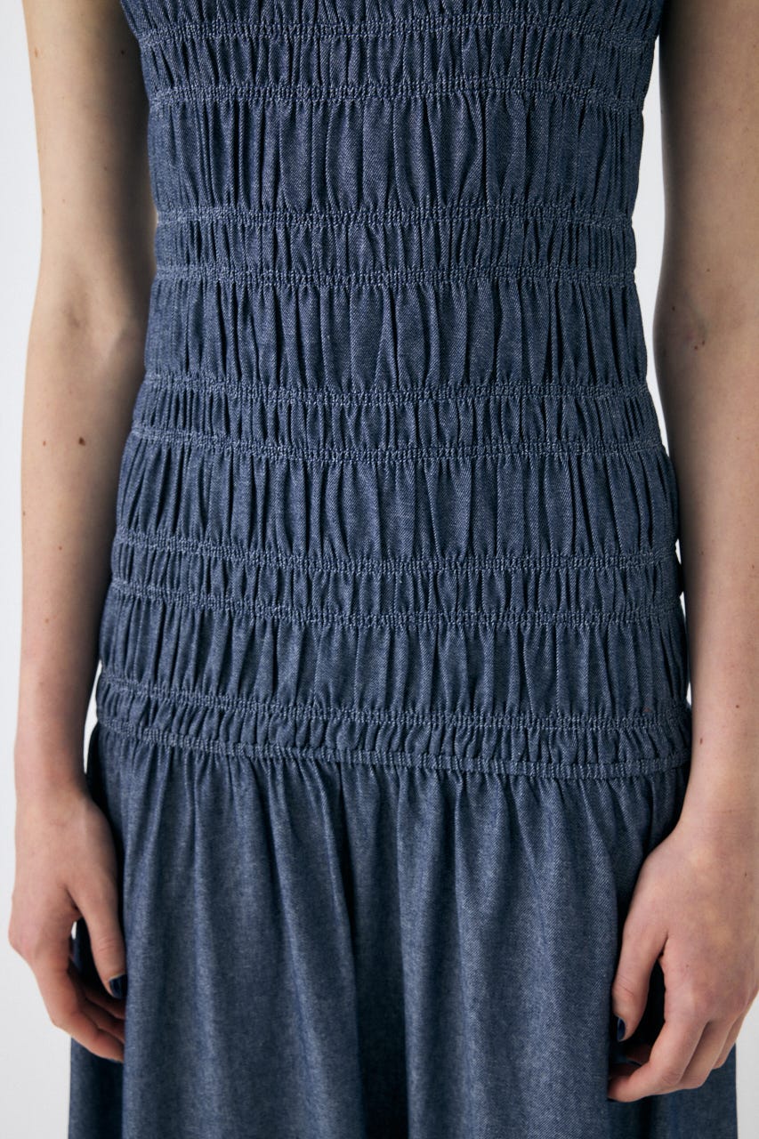 MOUSSY | SHIRRING GATHER SUMMER ドレス (ワンピース(ロング