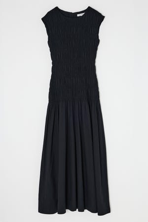 あるまじろ様用　MOUSSY ダークブルー マキシドレス シャーリングデザイン MOUSSY | SHIRRING GATHER SUMMER ドレス (ワンピース(ロング