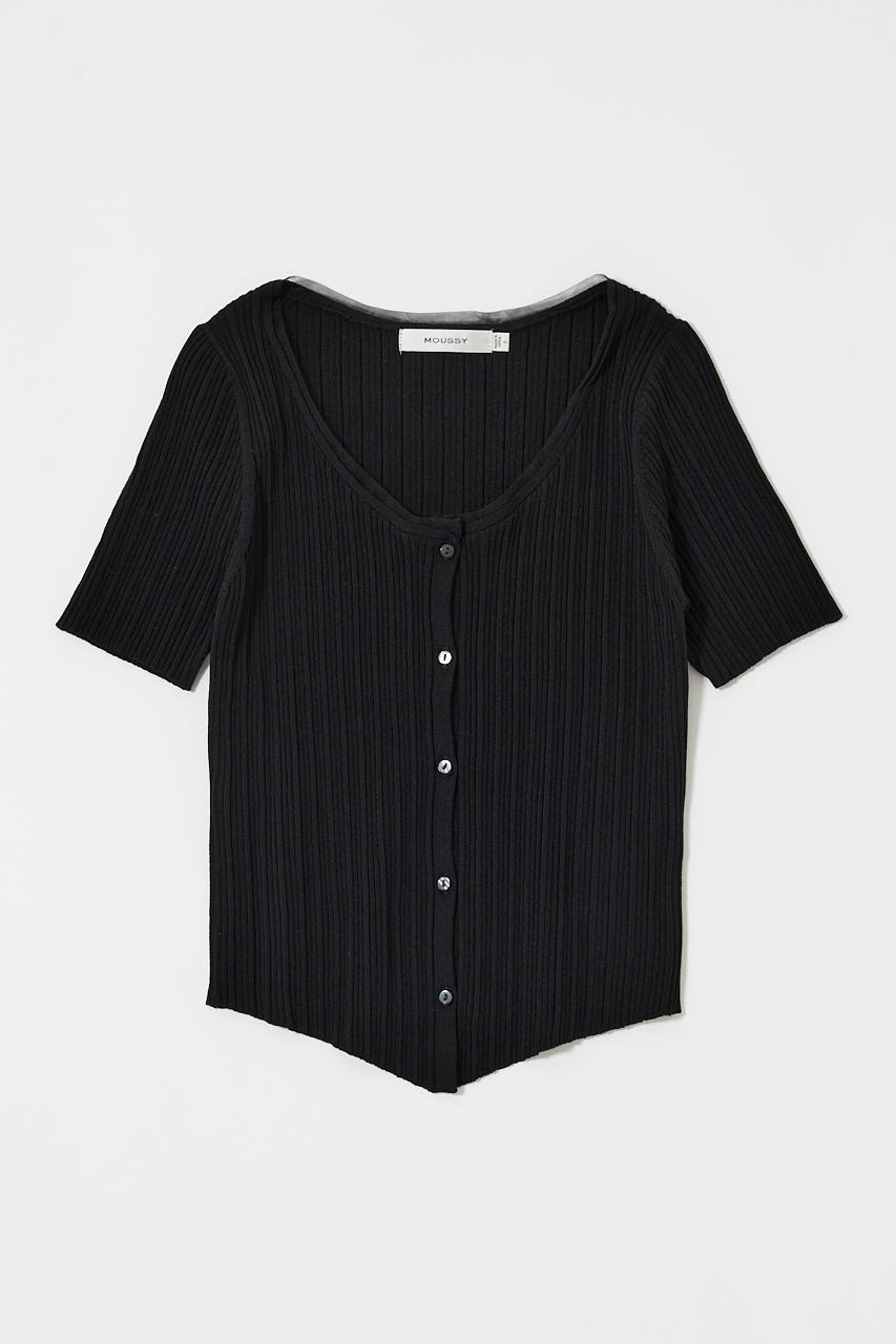TULLE TRIM H/S カーディガン BLK FREE