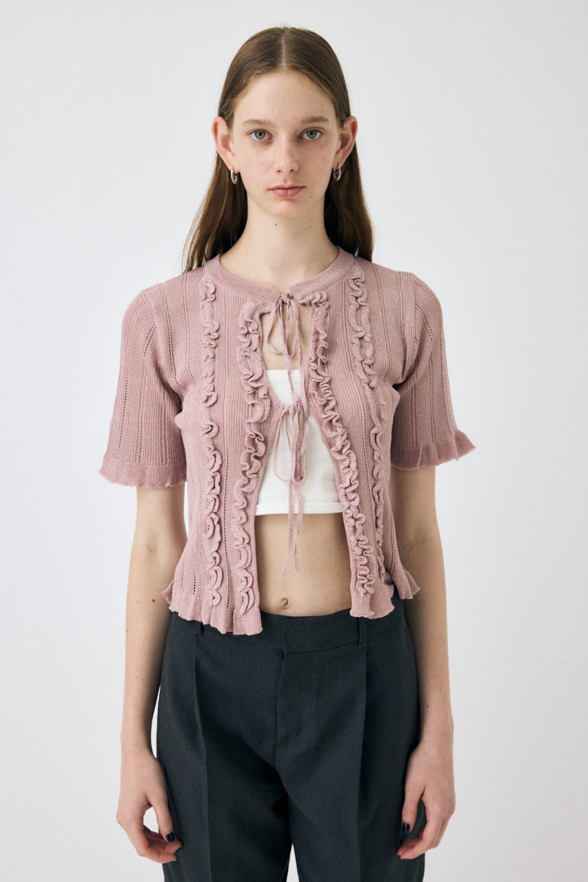 MOUSSY | FRILL STRIPED カーディガン (カーディガン ) |SHEL