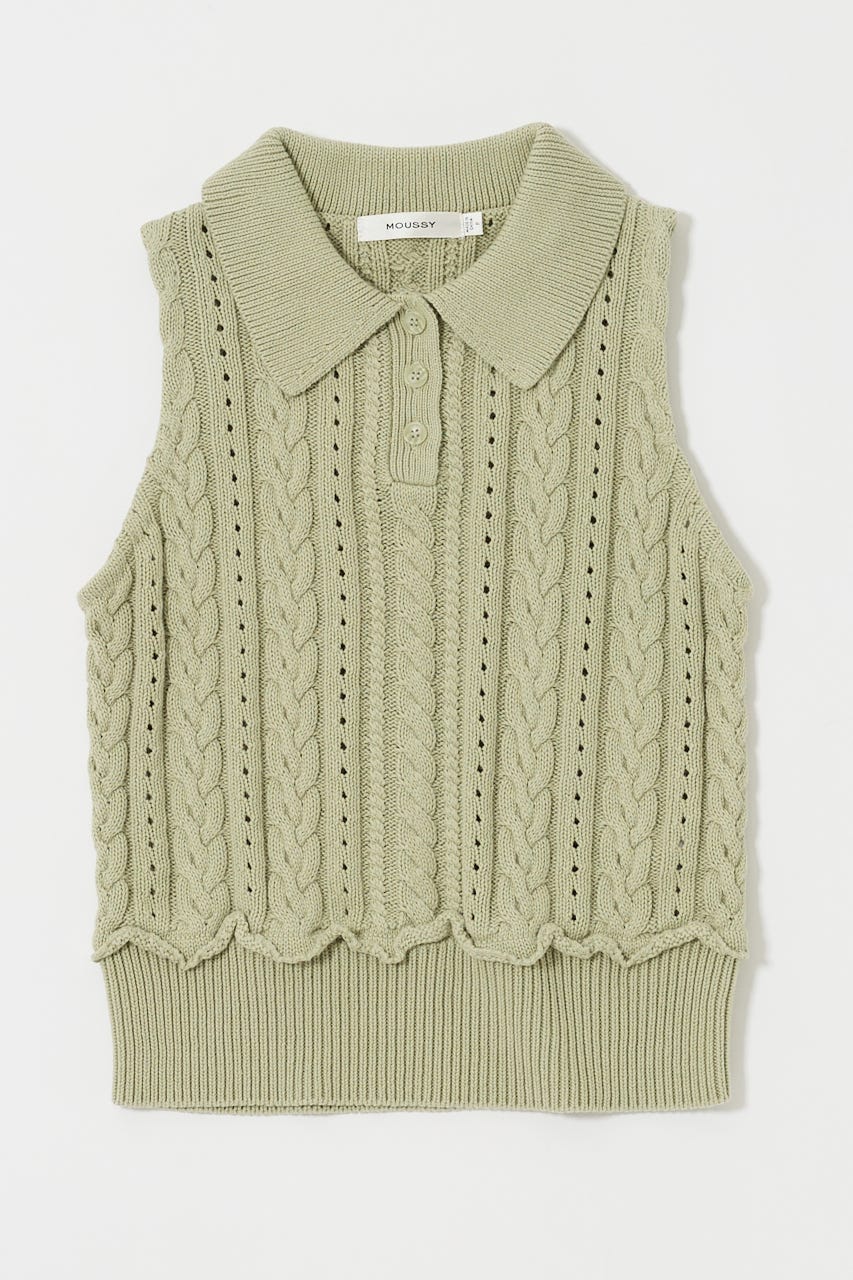 MOUSSY　CABLE KNIT POLO タンク 新品未使用 MOUSSY | CABLE KNIT POLO タンク (タンクトップ ) |SHEL'TTER