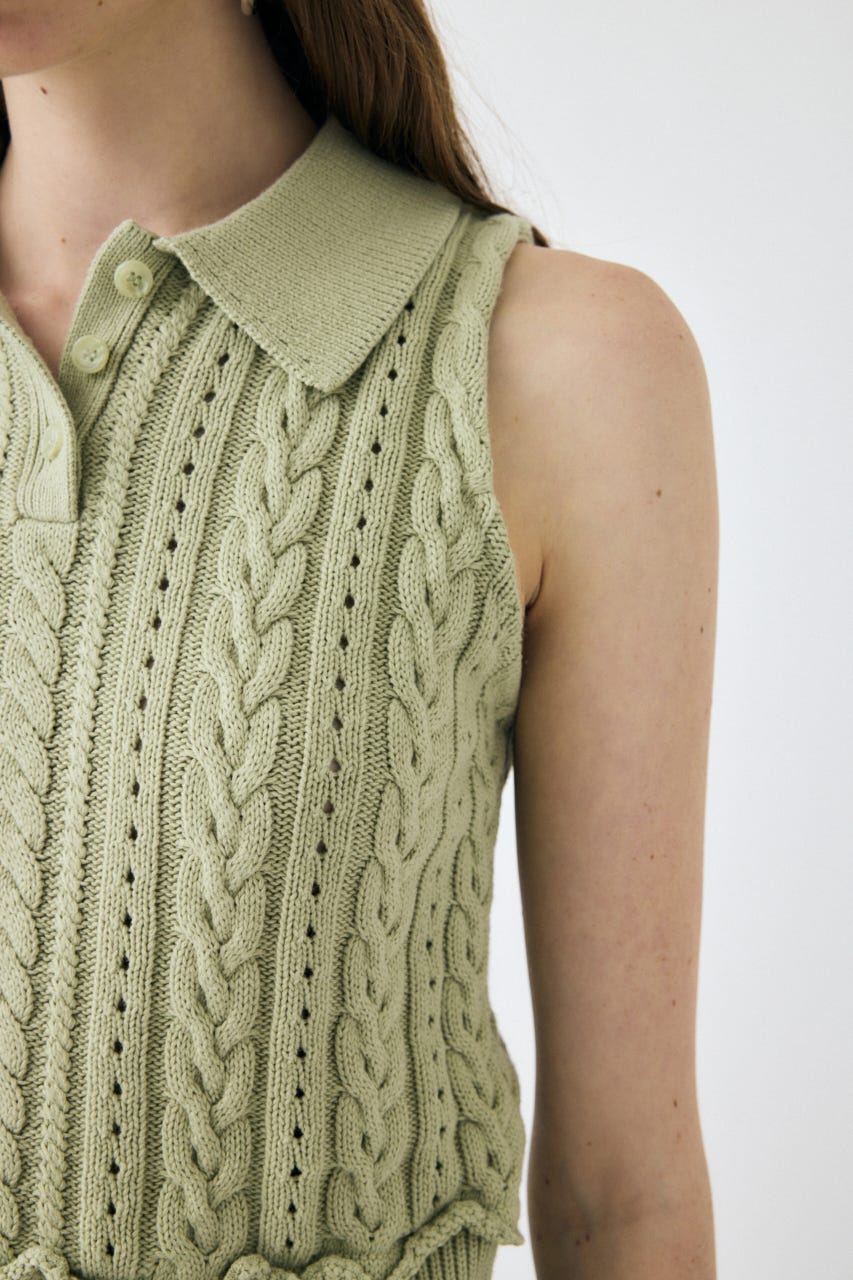 MOUSSY | CABLE KNIT POLO タンク (タンクトップ ) |SHEL'TTER