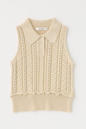 MOUSSY | CABLE KNIT POLO タンク (タンクトップ ) |SHEL'TTER