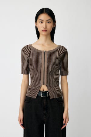 トップス milou MOUSSY | ZIP UP RIB トップス (ニット ) |SHEL'TTER WEBSTORE