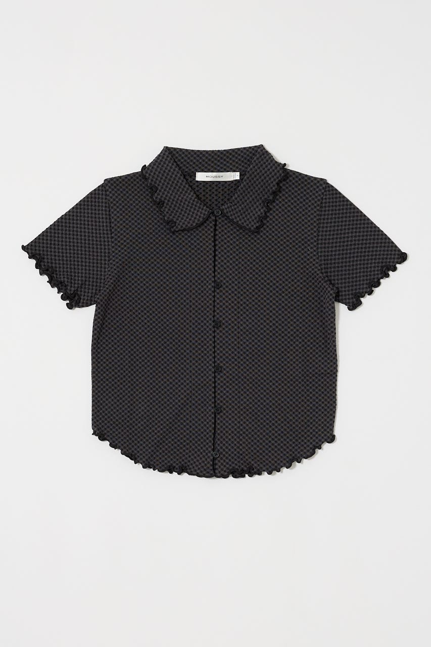 HONDA MOUSSYコラボ クロップドポロシャツ 長袖 ブラック MOUSSY | MLB EMBROIDERY ポロシャツ (Tシャツ・カットソー(長袖