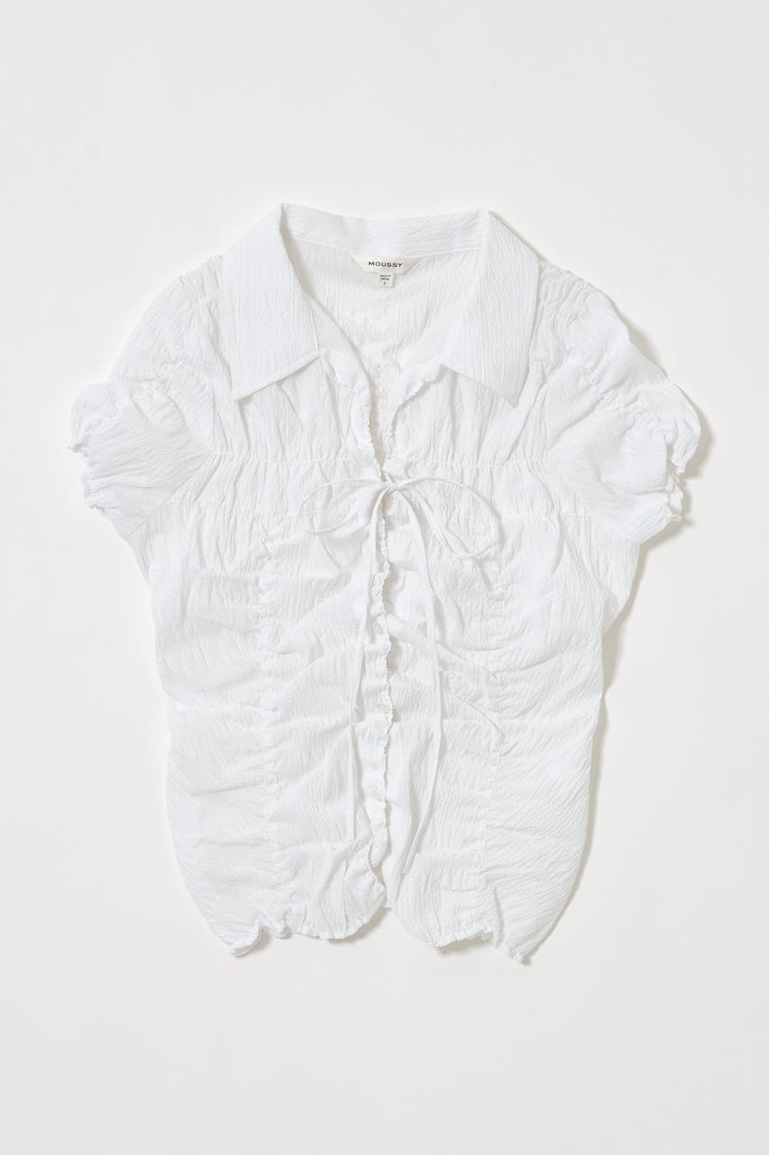 SHIRRING RIBBON シャツ WHT FREE