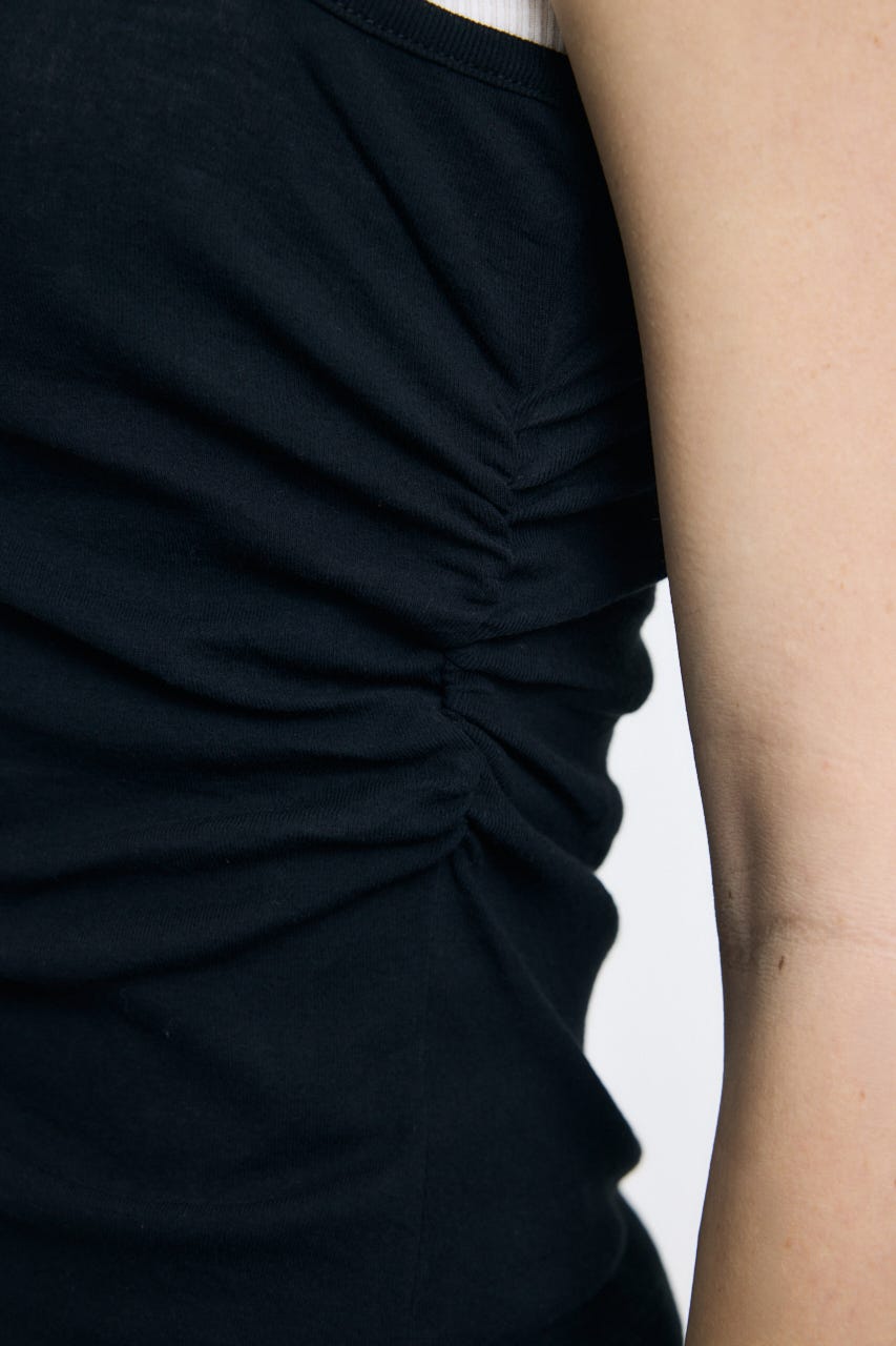 DOUBLE LAYERED SHEER タンク BLK FREE