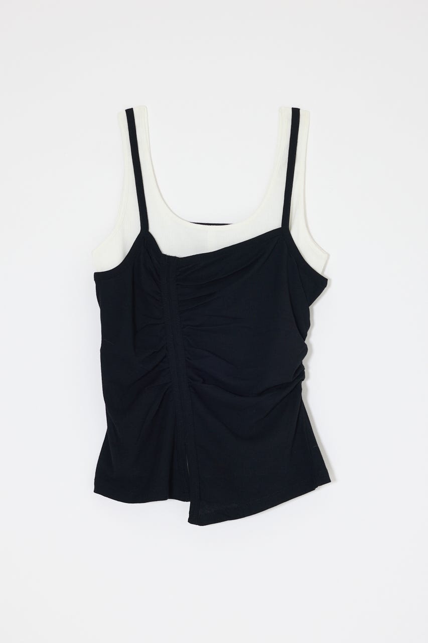 DOUBLE LAYERED SHEER タンク BLK FREE