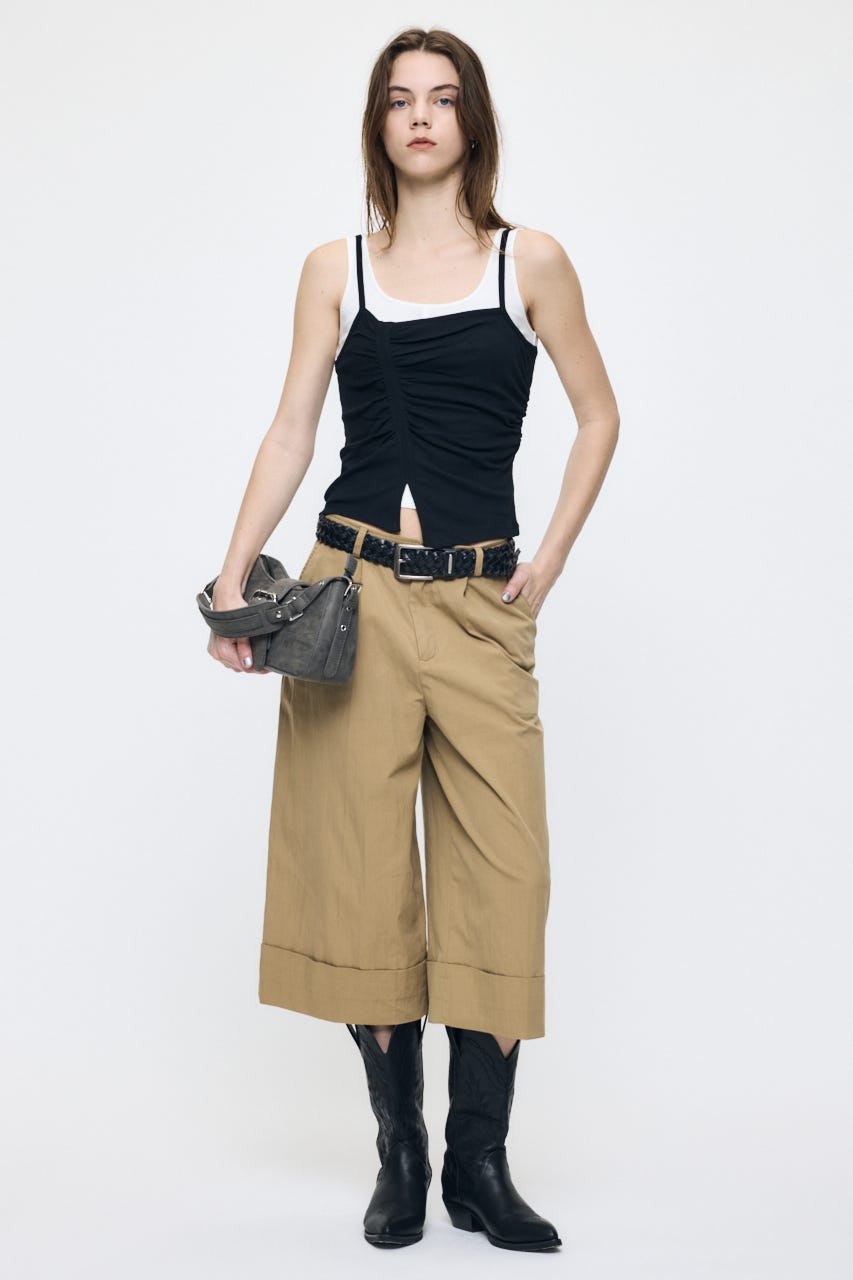 DOUBLE LAYERED SHEER タンク BLK FREE