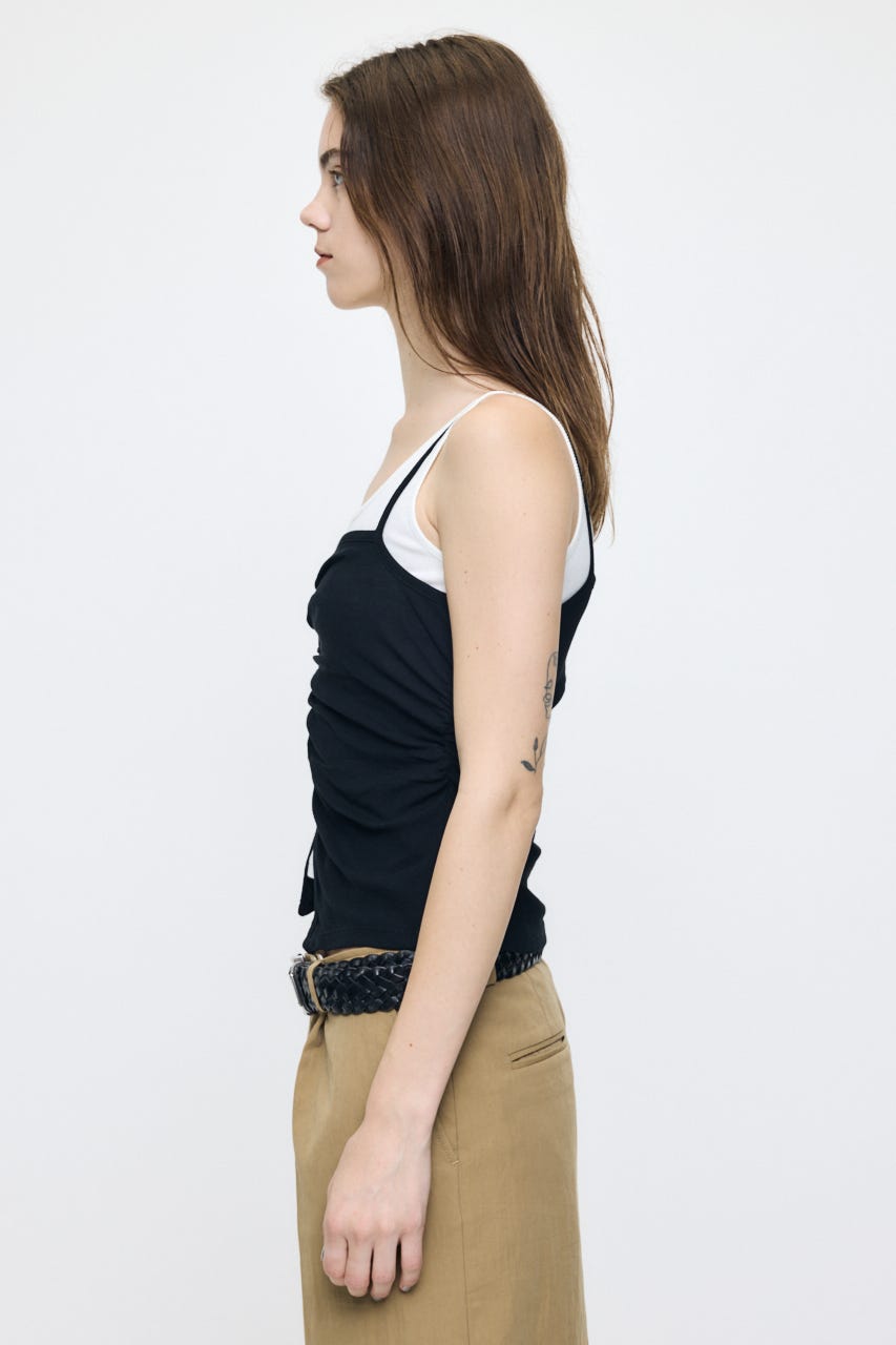 DOUBLE LAYERED SHEER タンク BLK FREE