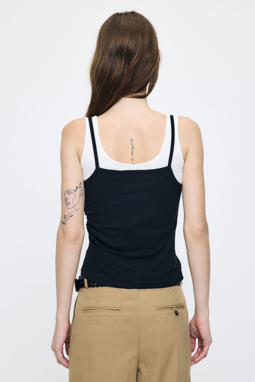 DOUBLE LAYERED SHEER タンク BLK FREE