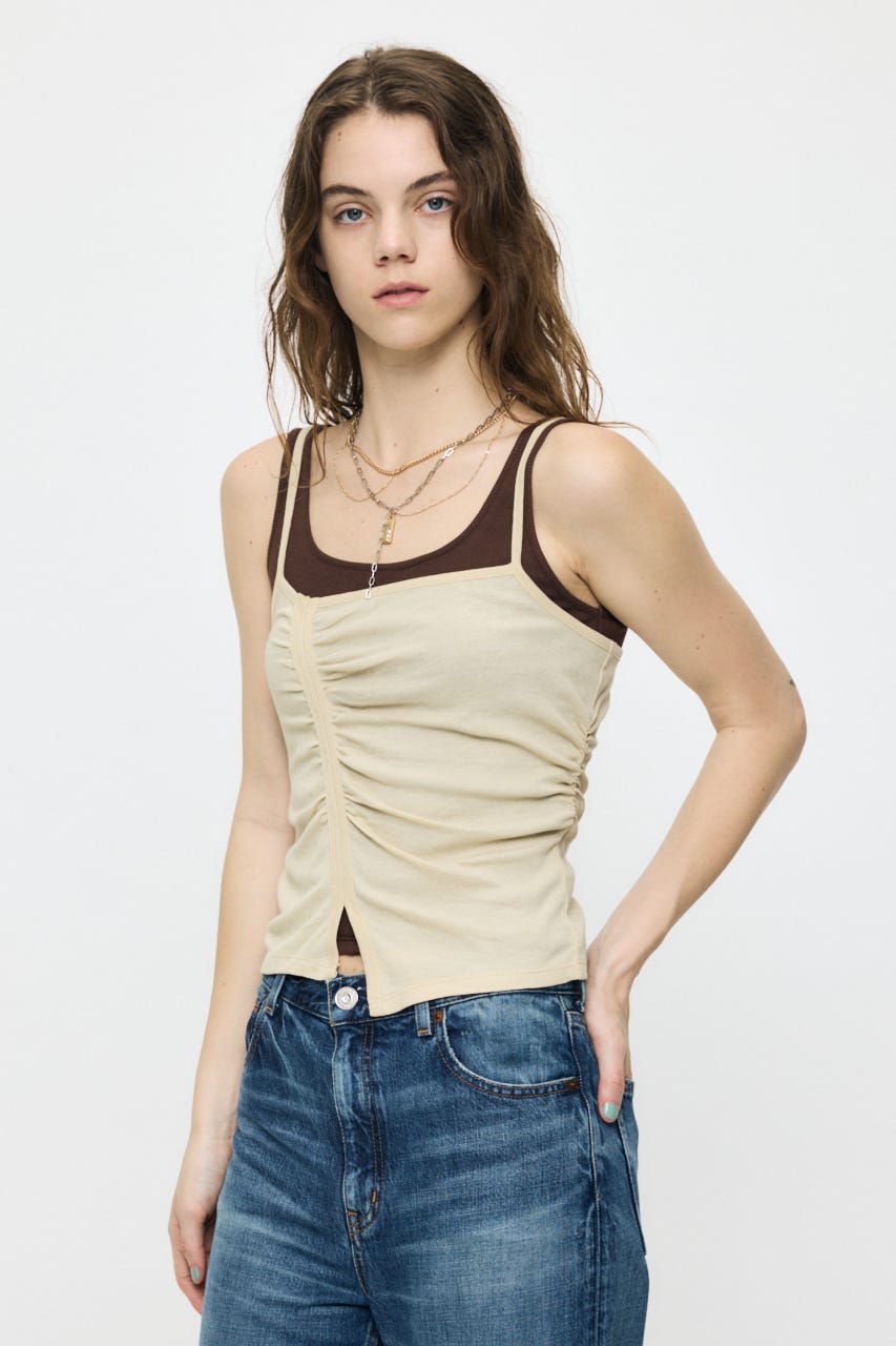【WEB限定】DOUBLE LAYERED SHEER タンク ECRU FREE