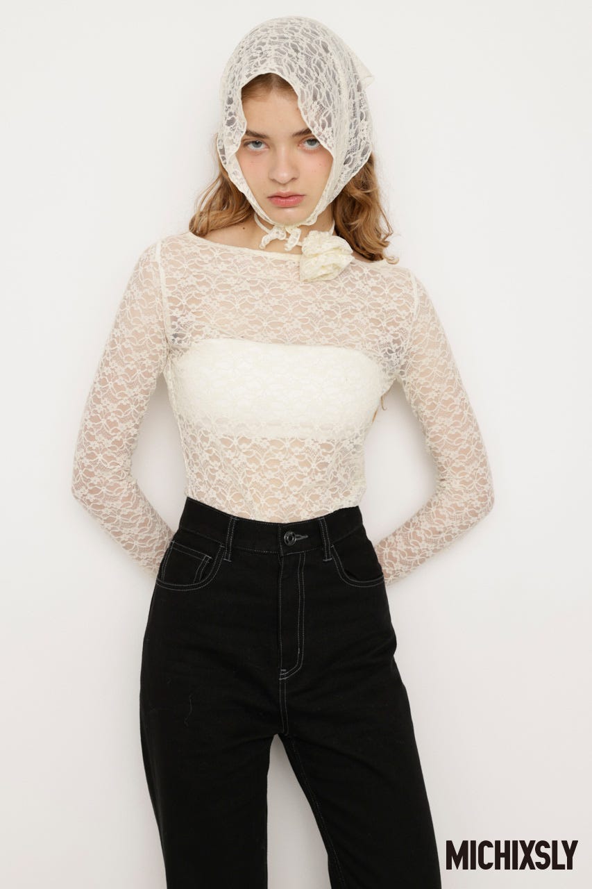 michi sly MICHIXSLY SHEER MOTIF トップス SLY | MICHIXSLY SHEER MOTIF トップス (Tシャツ・カットソー