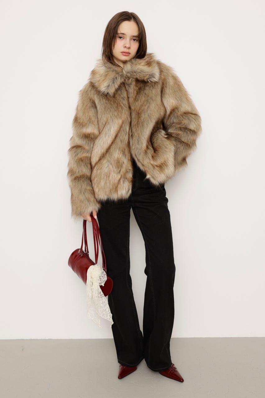 Sly レザージャケット　ファー SLY ブラウンレザージャケット ファー付き SLY ブラウンレザー