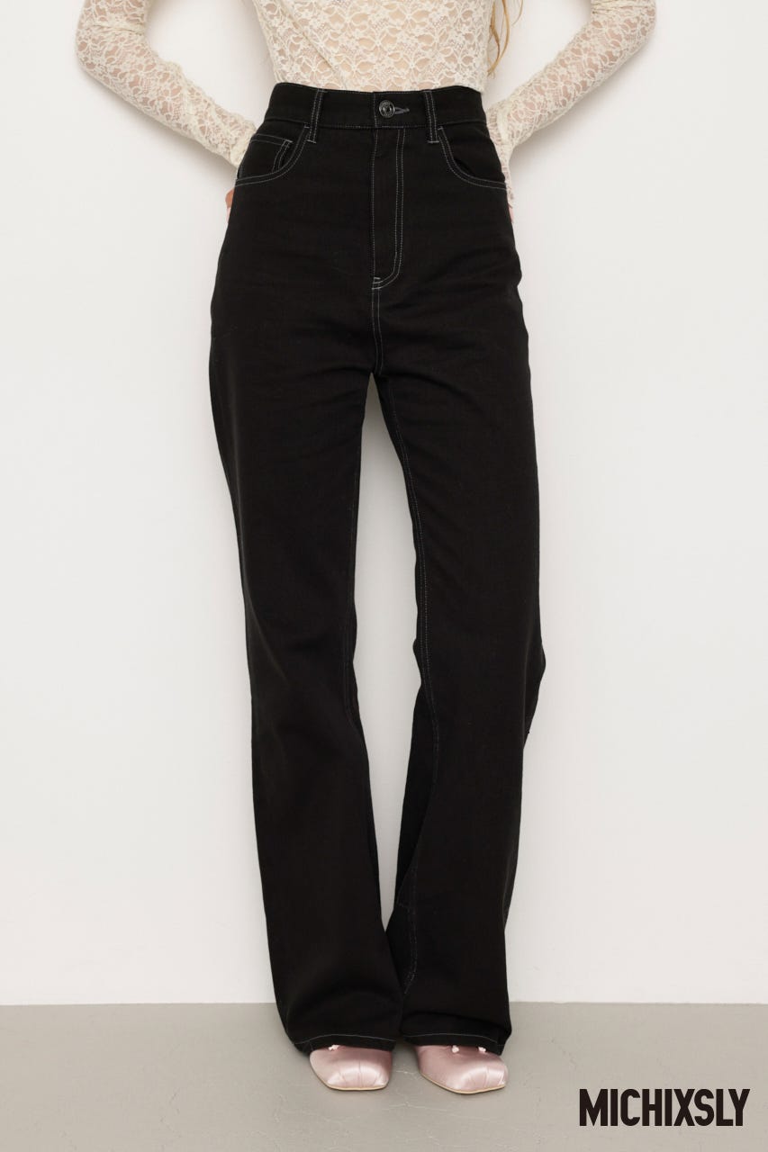 MICHISLY H/W STRAIGHT PT ブラック ハイウエストパンツ SLY | MICHIXSLY H／W STRAIGHT パンツ (ストレート ) |SHEL