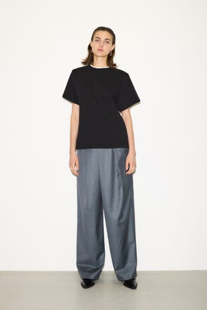 【1BUY5％OFF CAMPAIGN】【THROW】ASYMMETRY TUCK SLACKS