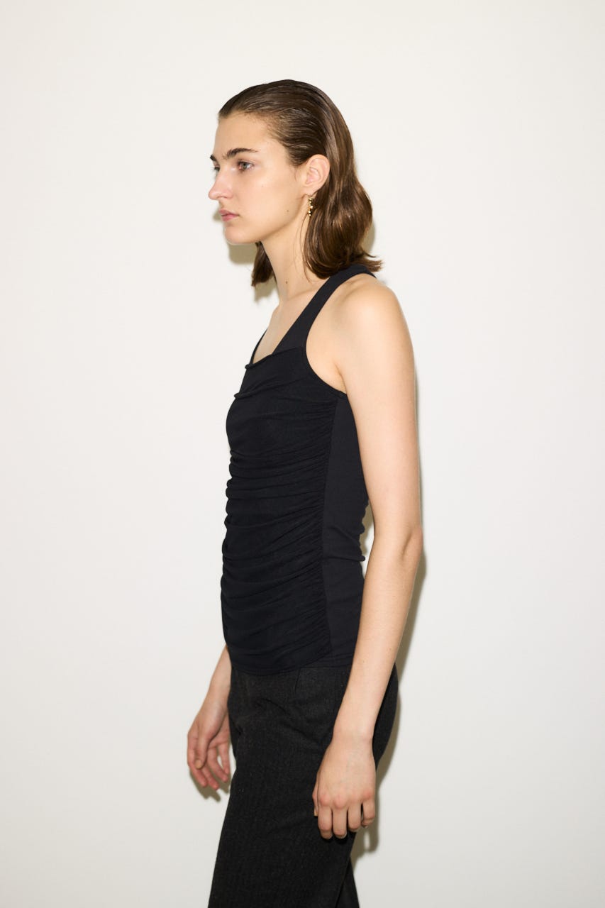 Blind leading the Blind ブラック タンクトップ THROW by SLY | 【THROW】DRAPE DESIGN タンクトップ (タンク