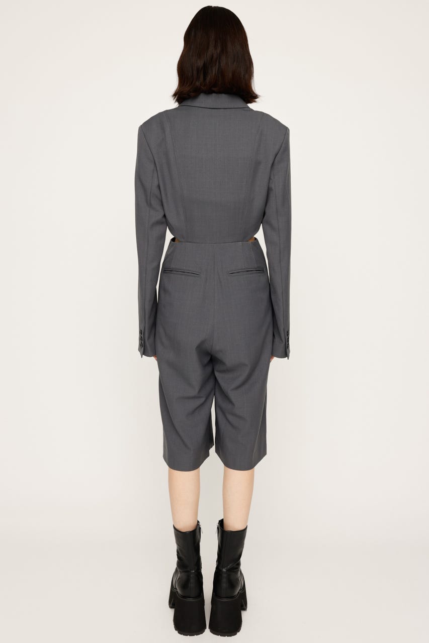 【完売必至】SELF PORTRAIT ライラック ツイルジャンプスーツ open collar belted assort l/s jump suit / 開襟ベルト付き