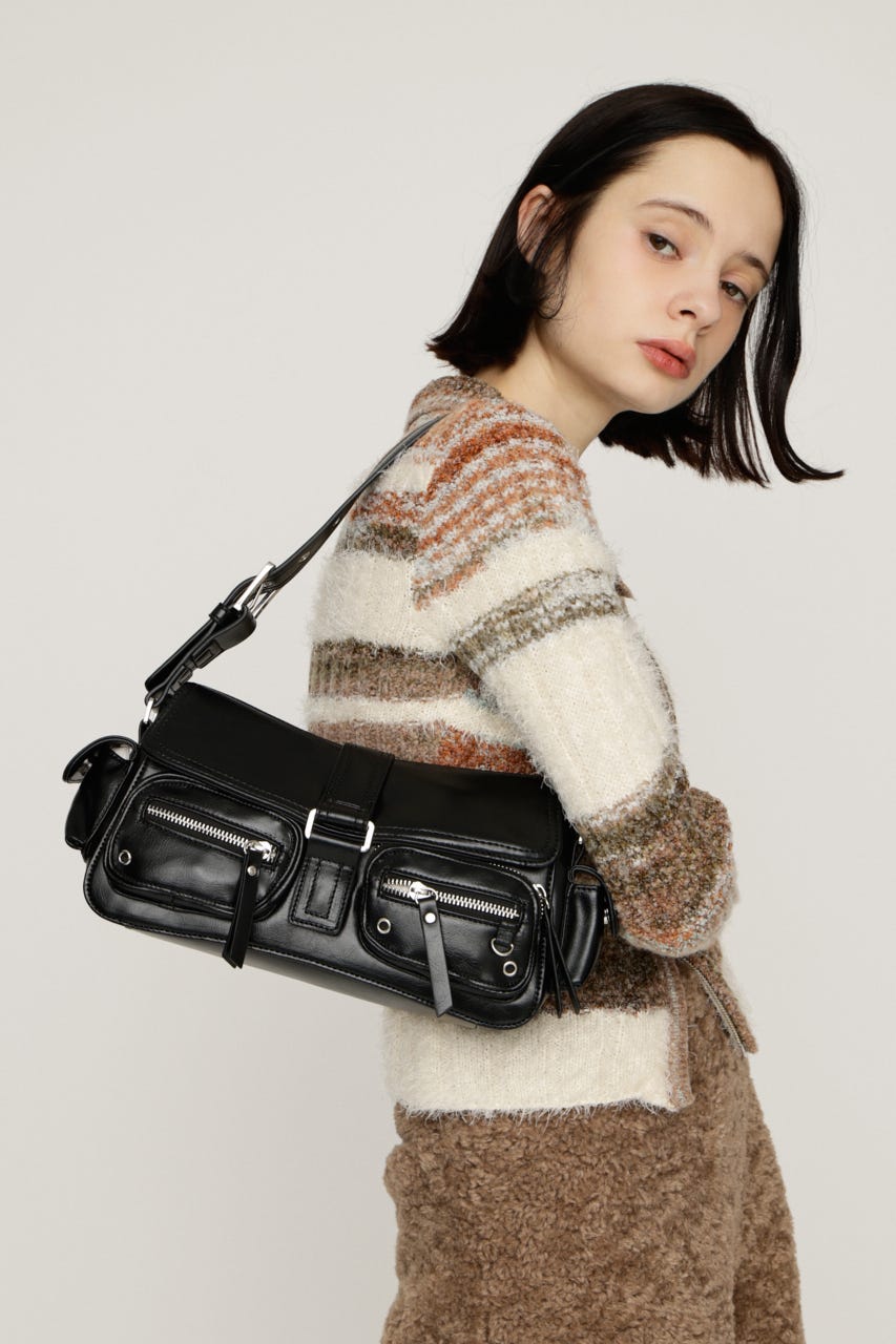 【1BUY5%OFF CAMPAIGN】MULTI POCKET SHOULDER バッグ BLK FREE