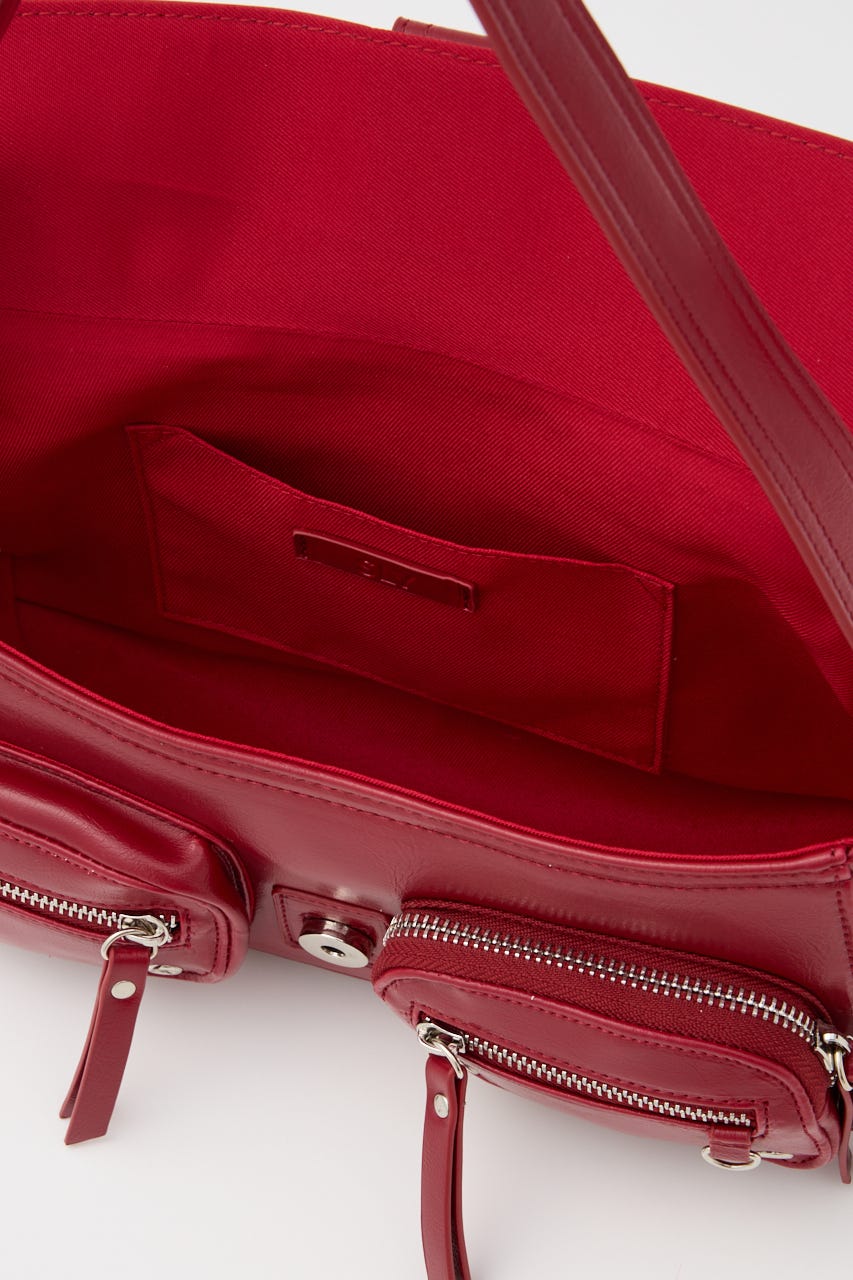 【1BUY5%OFF CAMPAIGN】MULTI POCKET SHOULDER バッグ RED FREE