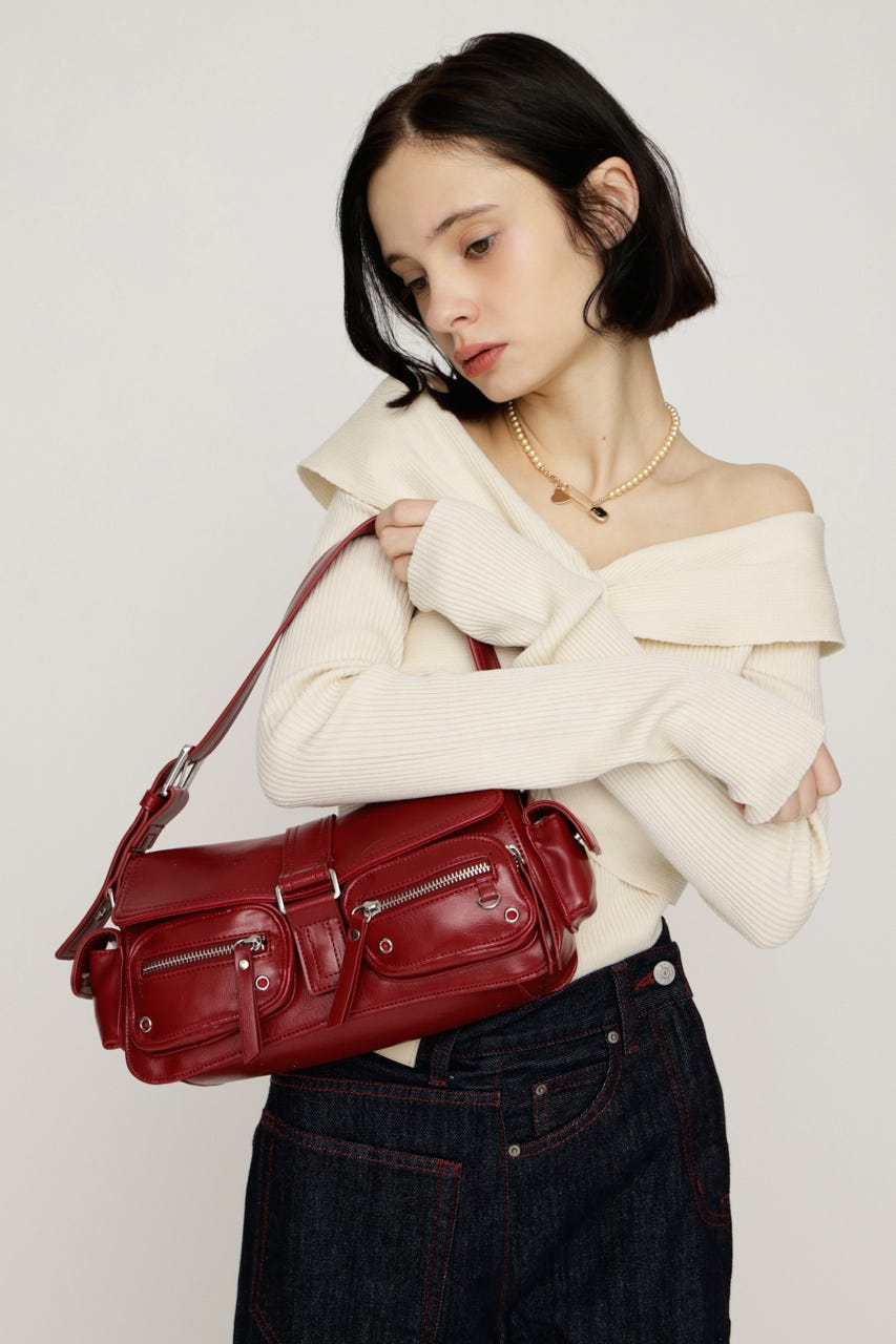 【1BUY5%OFF CAMPAIGN】MULTI POCKET SHOULDER バッグ RED FREE