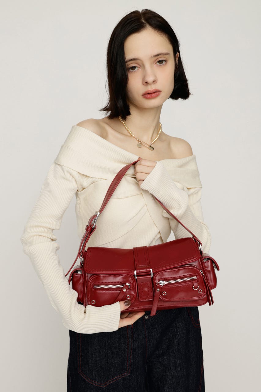 【1BUY5%OFF CAMPAIGN】MULTI POCKET SHOULDER バッグ RED FREE