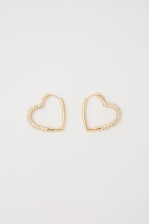 【1BUY5%OFF CAMPAIGN】BIJOU HEART HOOP ピアス