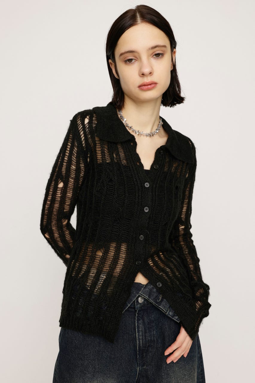 melt the lady random damage knit カーディガン SLY | DAMAGE KNIT カーディガン (カーディガン ) |SHEL'TTER