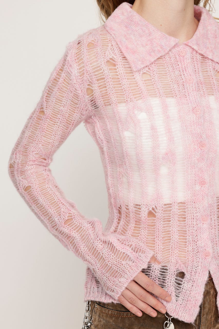 melt the lady random damage knit カーディガン SLY | DAMAGE KNIT カーディガン (カーディガン ) |SHEL'TTER