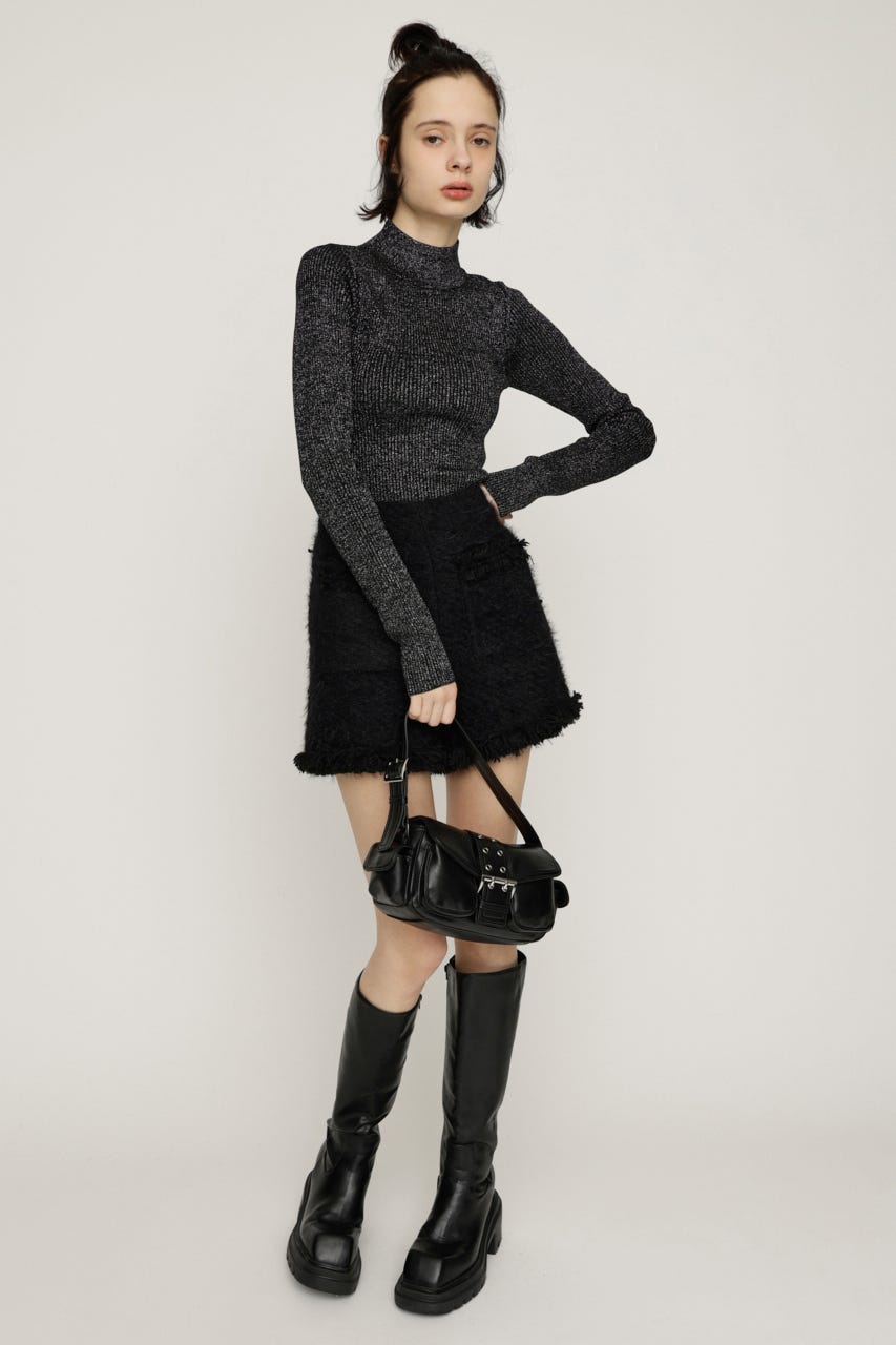 【1BUY5%OFF CAMPAIGN】GLITTER COMPACT トップス BLK 1