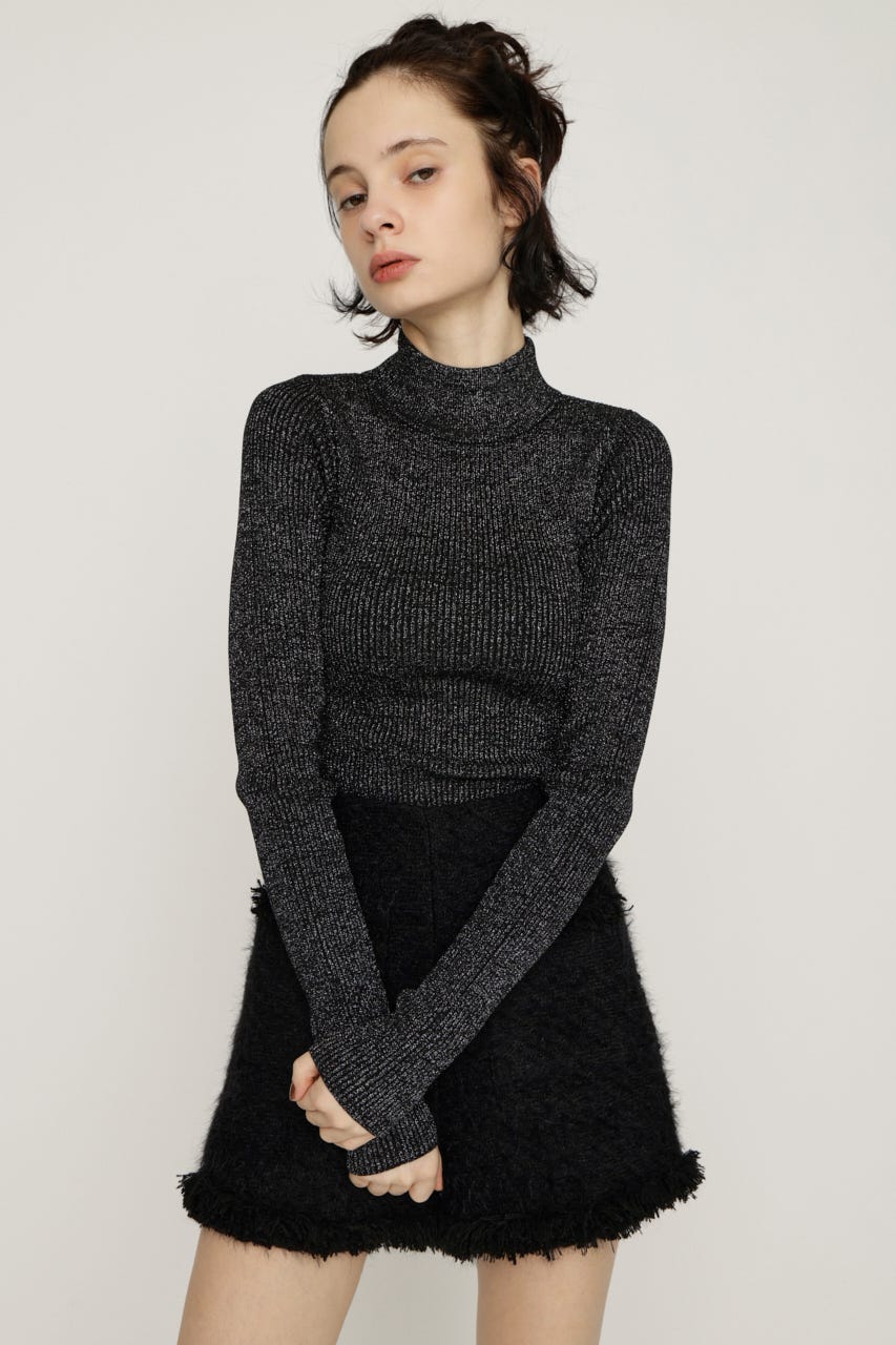 【1BUY5%OFF CAMPAIGN】GLITTER COMPACT トップス BLK 1