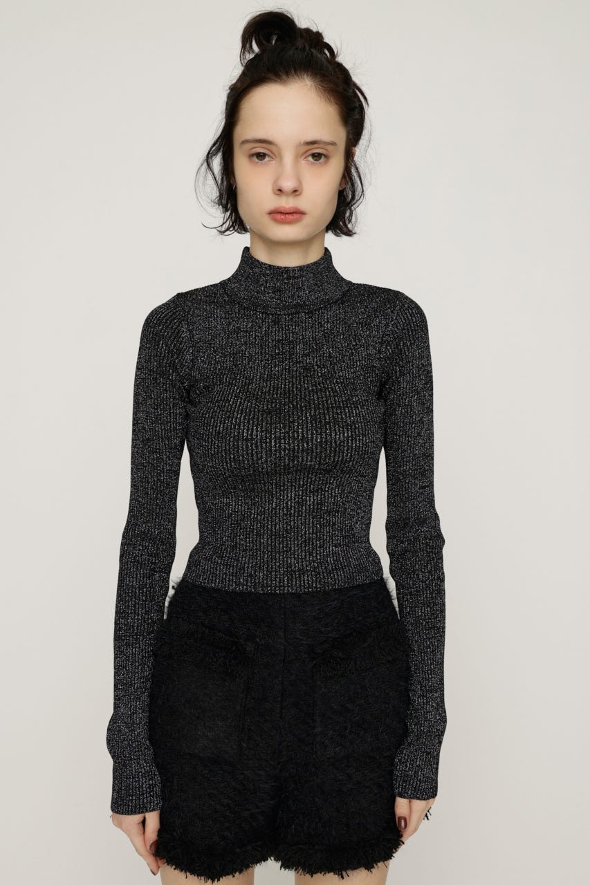 【1BUY5%OFF CAMPAIGN】GLITTER COMPACT トップス BLK 1