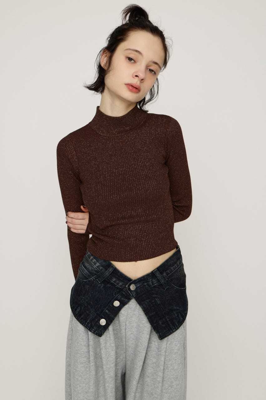 【1BUY5%OFF CAMPAIGN】GLITTER COMPACT トップス BRN 1