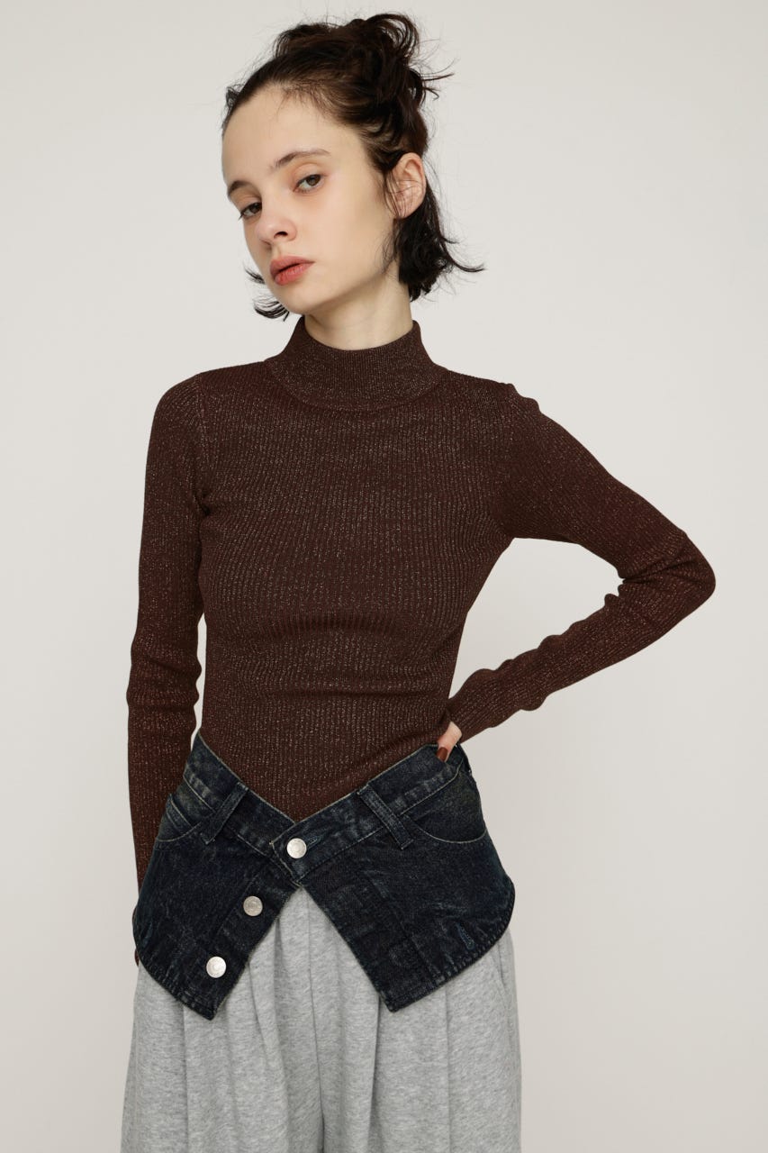 【1BUY5%OFF CAMPAIGN】GLITTER COMPACT トップス BRN 1