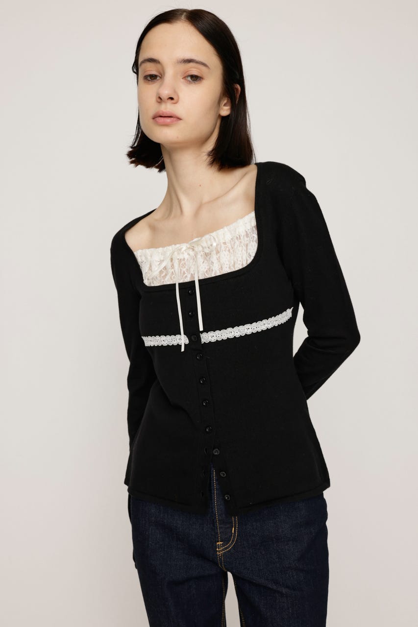 トップス LACE DOCKING SWEAT TOP Ameri（アメリ）の「LACE DOCKING SWEAT TOP（スウェット）」 - WEAR