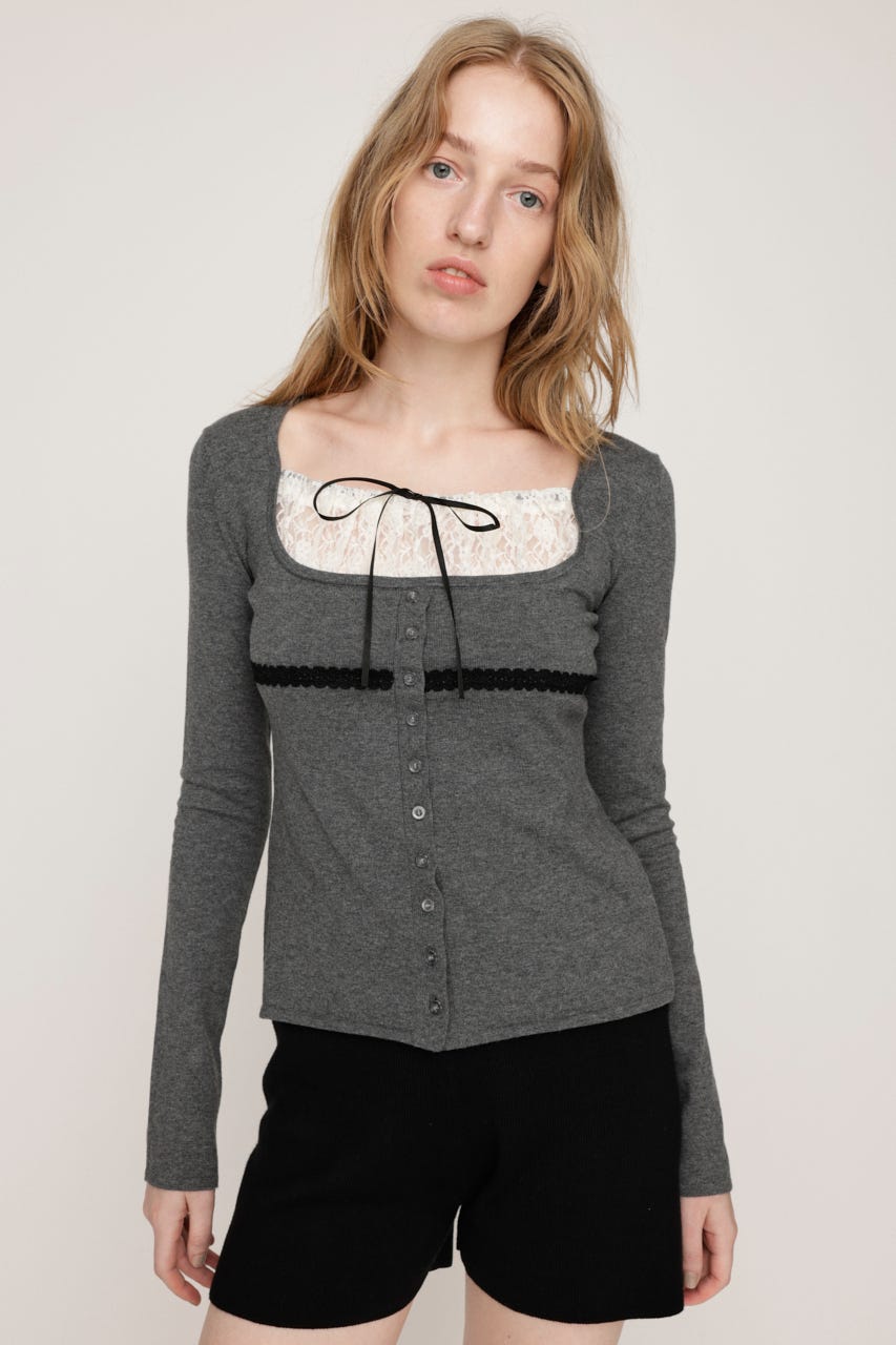 トップス LACE DOCKING SWEAT TOP Ameri（アメリ）の「LACE DOCKING SWEAT TOP（スウェット）」 - WEAR