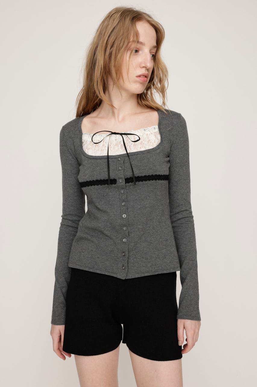 トップス yilon DOCKING LACE RIB KNIT Docking lace rib knit – YILON