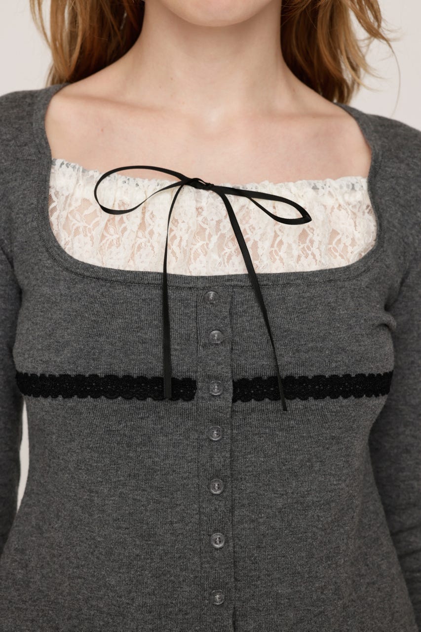 トップス LACE DOCKING SWEAT TOP Ameri（アメリ）の「LACE DOCKING SWEAT TOP（スウェット）」 - WEAR