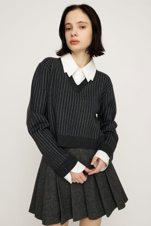 【1BUY5％OFF CAMPAIGN】LAYERED LIKE CROP KNIT トップス