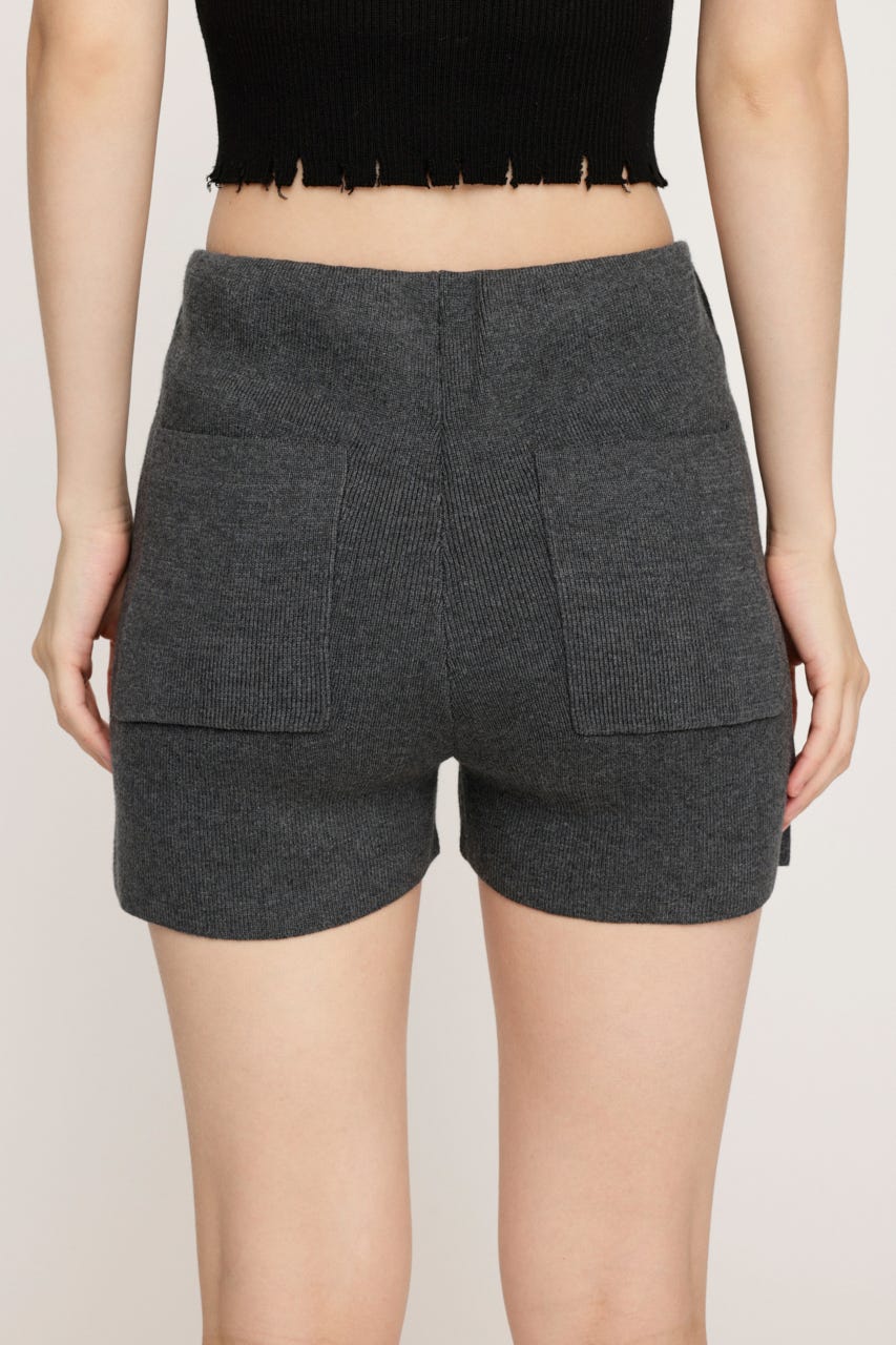 SLY CRUSH RIBダークグレー リブ編み ハイウエストショートパンツ SLY CRUSH RIBダークグレー リブ編み ハイウエストショート